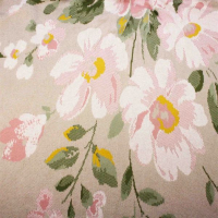 gebloemde deken gebreid, creme/zacht roze