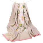 gebloemde deken gebreid, creme/zacht roze