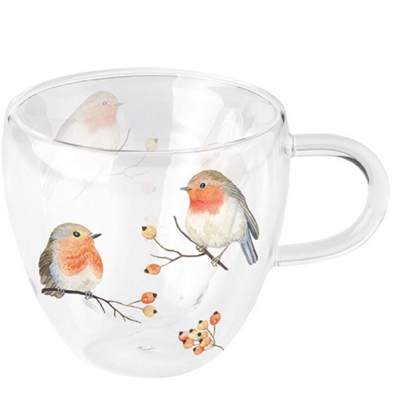 dubbelwandig theeglas robin family