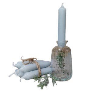 pakketje kaarsen met kandelaar/vaasje van glas pakketje kaarsen met kandelaar/vaasje van glas