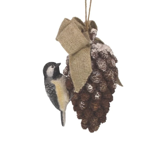 ornament dennenappel met vogel ornament dennenappel met vogel